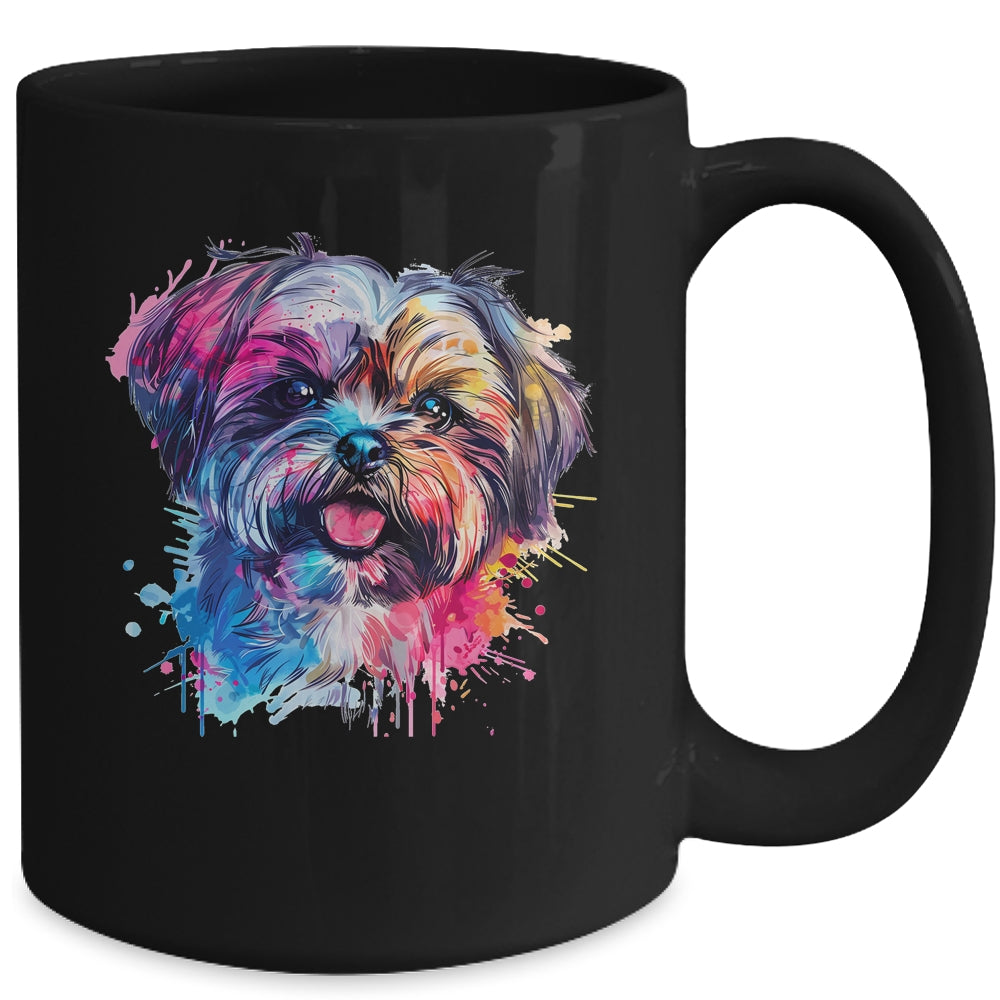 Shih Tzu Mom Lover Puppy Dog Watercolor Tie Dye Painting Mug | teecentury