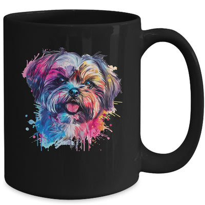 Shih Tzu Mom Lover Puppy Dog Watercolor Tie Dye Painting Mug | teecentury