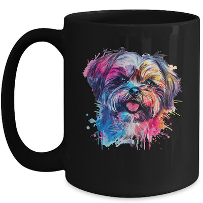 Shih Tzu Mom Lover Puppy Dog Watercolor Tie Dye Painting Mug | teecentury
