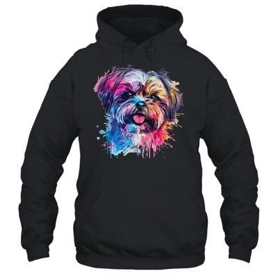Shih Tzu Mom Lover Puppy Dog Watercolor Tie Dye Painting Shirt & Tank Top | teecentury