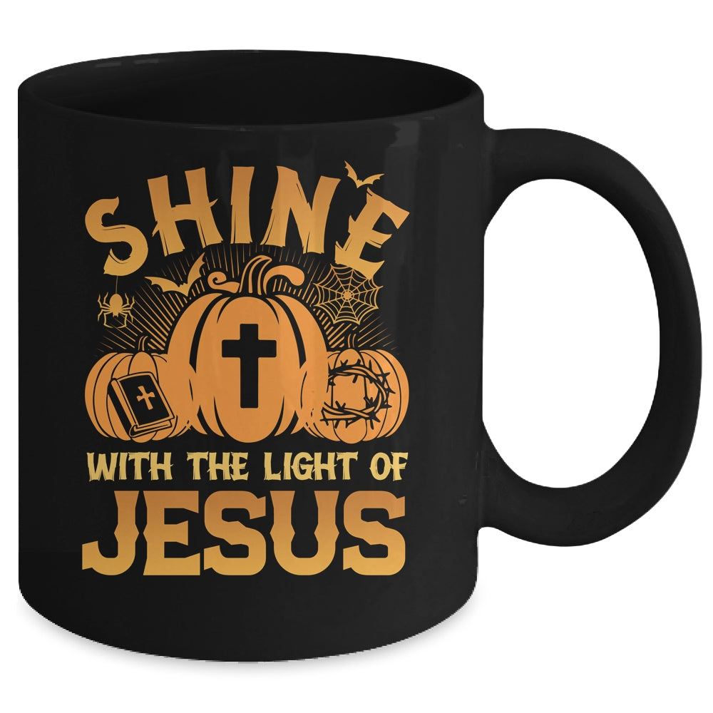 Shine With The Light Of Jesus Christian Halloween Pumpkin Mug | teecentury