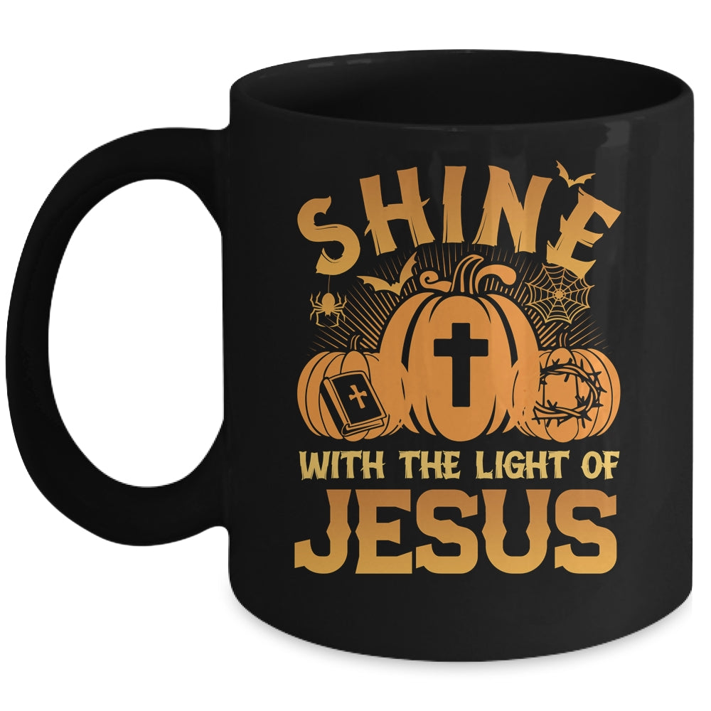 Shine With The Light Of Jesus Christian Halloween Pumpkin Mug | teecentury