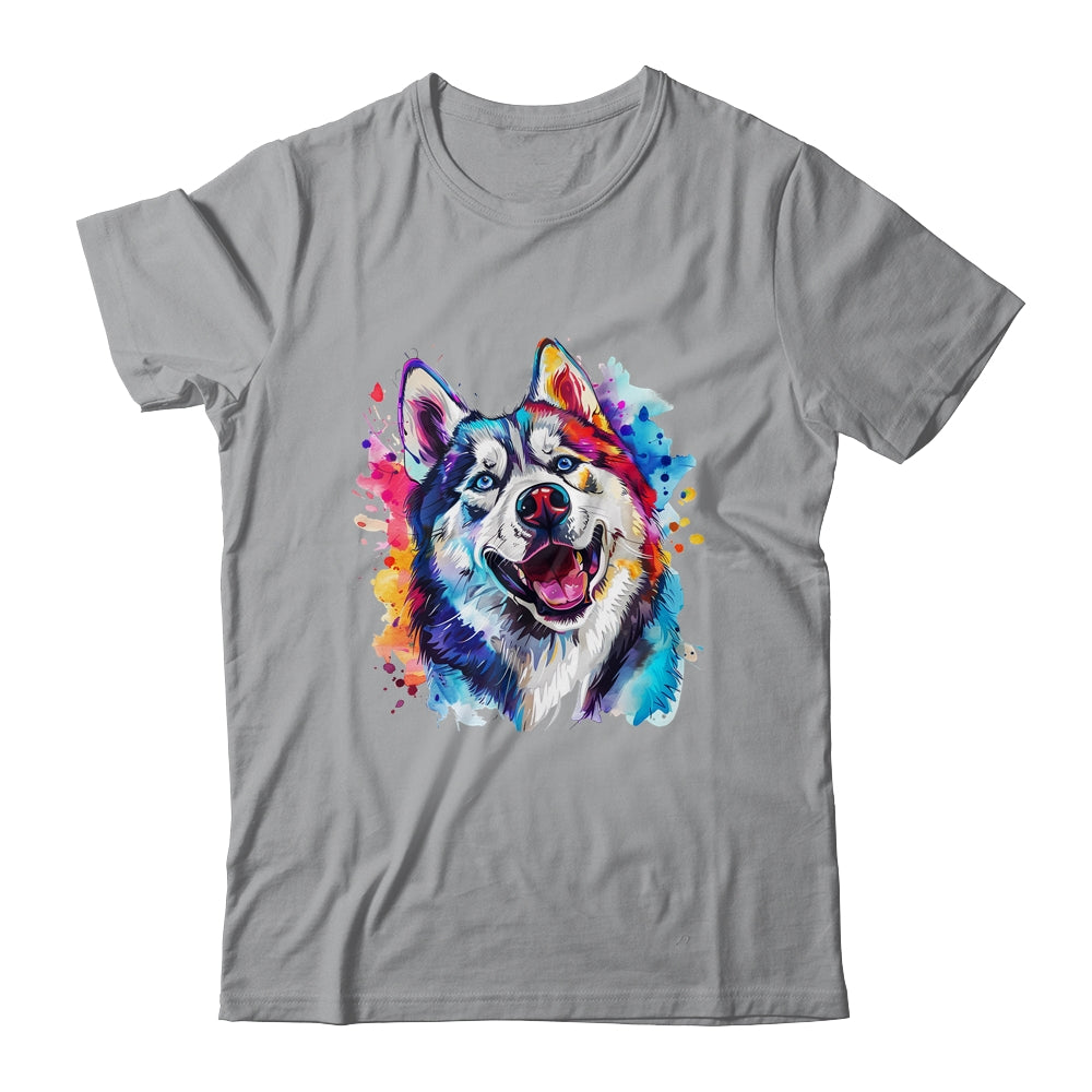 Siberian Husky Mom Lover Puppy Dog Watercolor Tie Dye Painting Shirt & Tank Top | teecentury