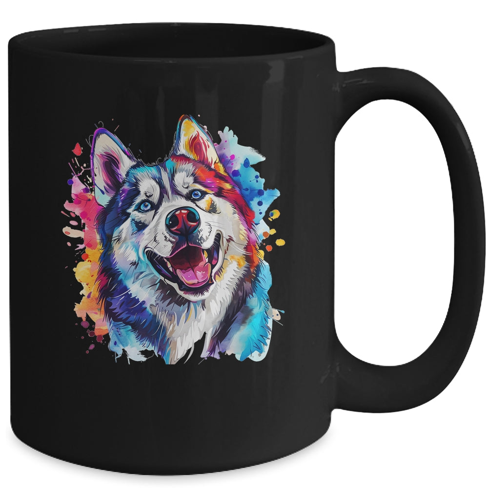 Siberian Husky Mom Lover Puppy Dog Watercolor Tie Dye Painting Mug | teecentury
