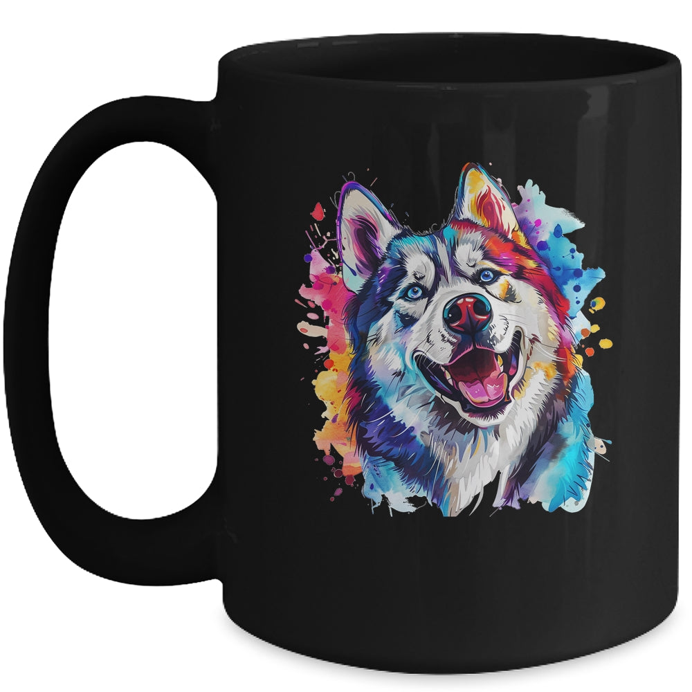 Siberian Husky Mom Lover Puppy Dog Watercolor Tie Dye Painting Mug | teecentury
