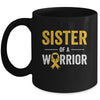 Sister Of A Warrior Childhood Cancer Awareness Family Ribbon Mug | teecentury