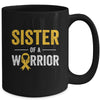 Sister Of A Warrior Childhood Cancer Awareness Family Ribbon Mug | teecentury