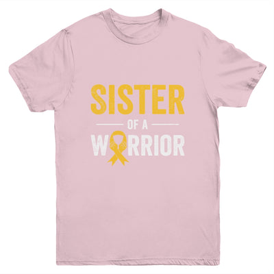 Sister Of A Warrior Childhood Cancer Awareness Family Ribbon Youth Shirt | teecentury