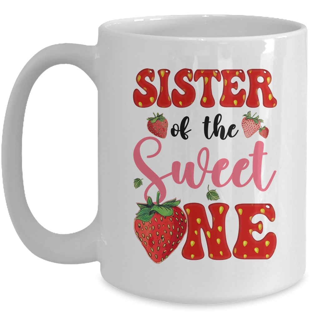 Sister Of Sweet One Strawberry Frist 1st Birthday Girl Mug | teecentury