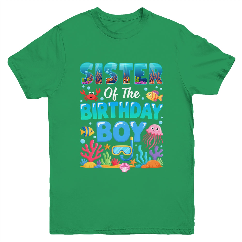 Sister Of The Birthday Boy Sea Animals Ocean Aquarium Youth Shirt | teecentury