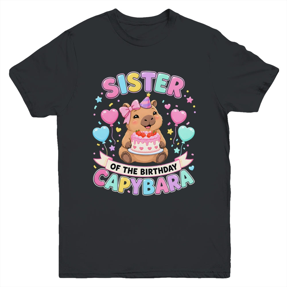 Sister Of The Birthday Capybara Birthday Girl Family Youth Shirt | teecentury