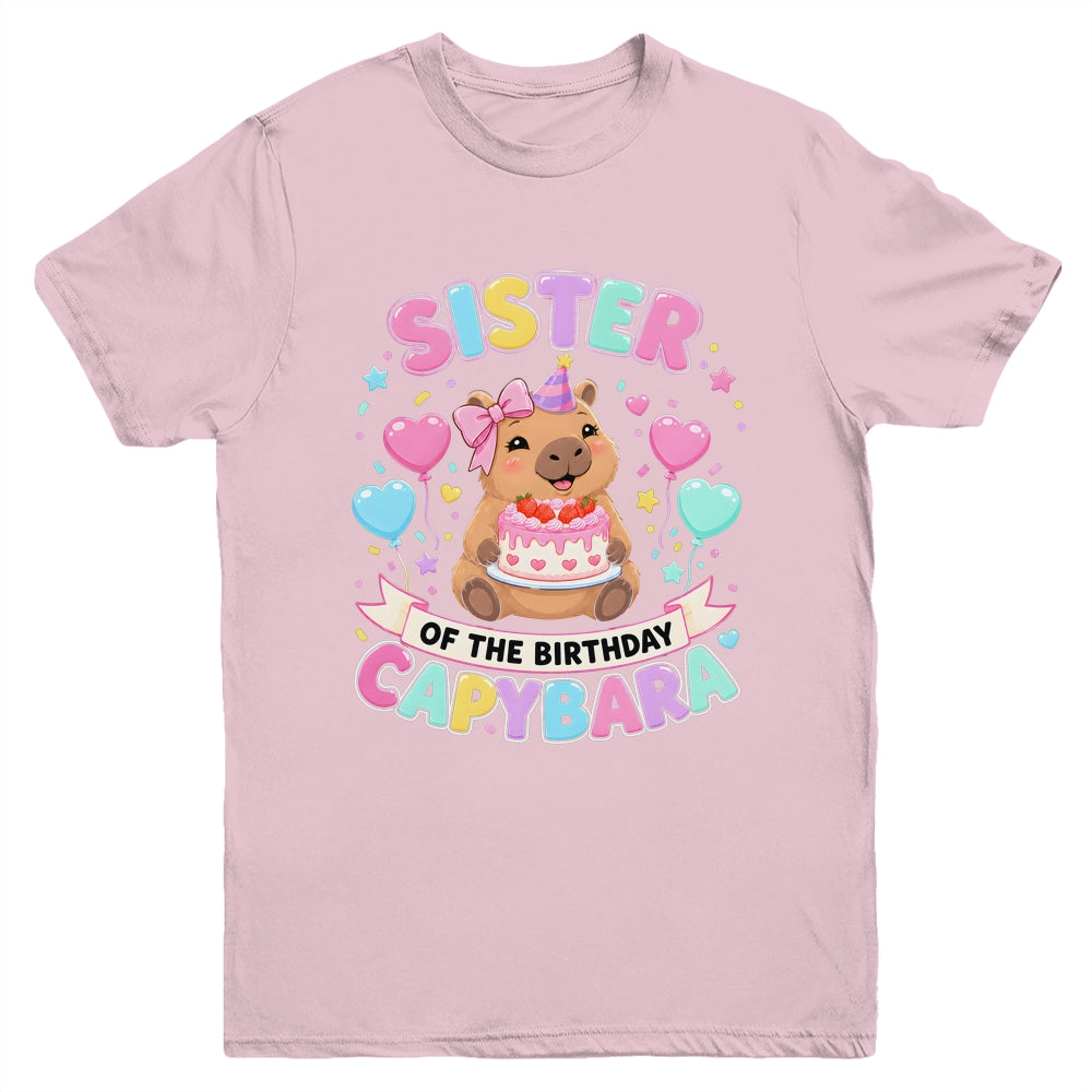 Sister Of The Birthday Capybara Birthday Girl Family Youth Shirt | teecentury