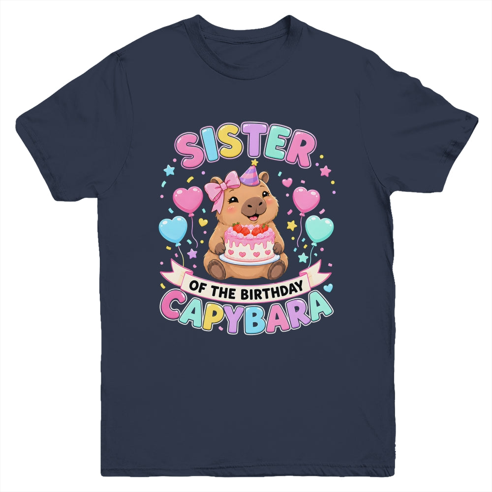 Sister Of The Birthday Capybara Birthday Girl Family Youth Shirt | teecentury