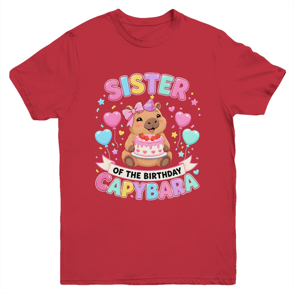 Sister Of The Birthday Capybara Birthday Girl Family Youth Shirt | teecentury
