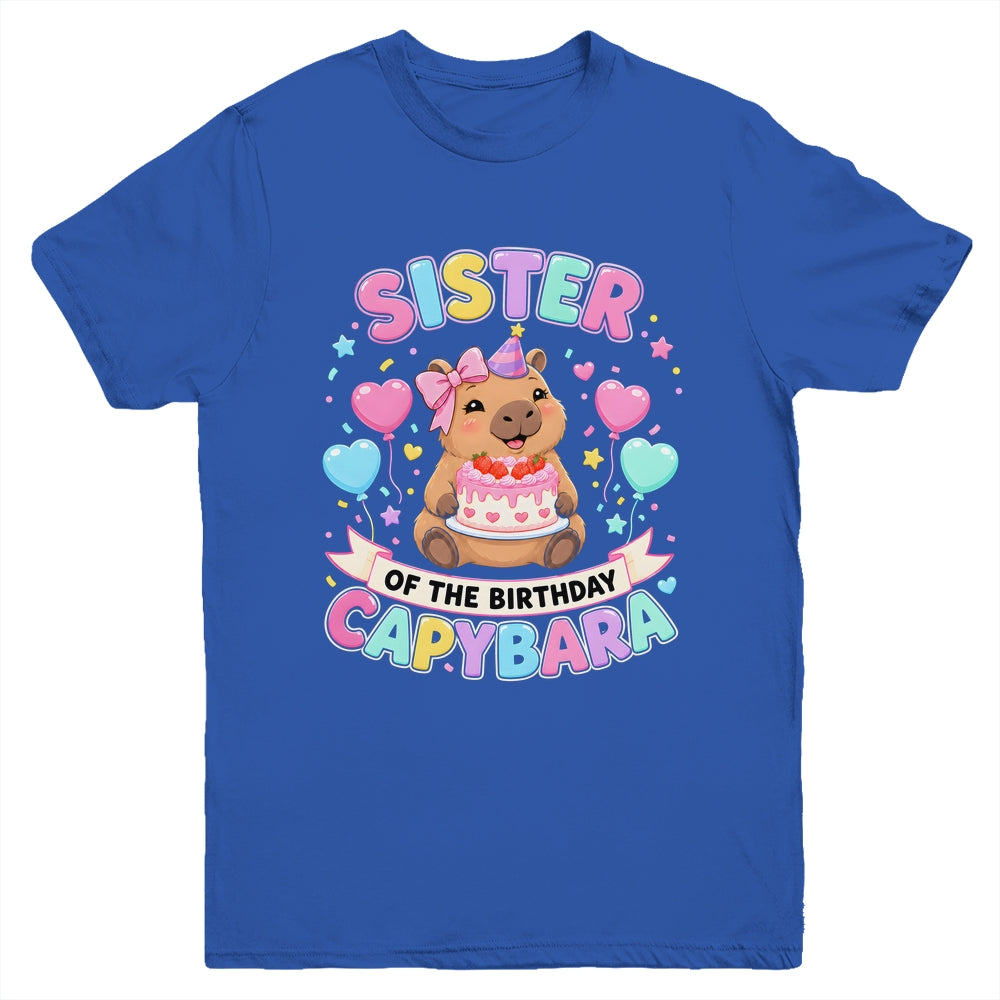 Sister Of The Birthday Capybara Birthday Girl Family Youth Shirt | teecentury