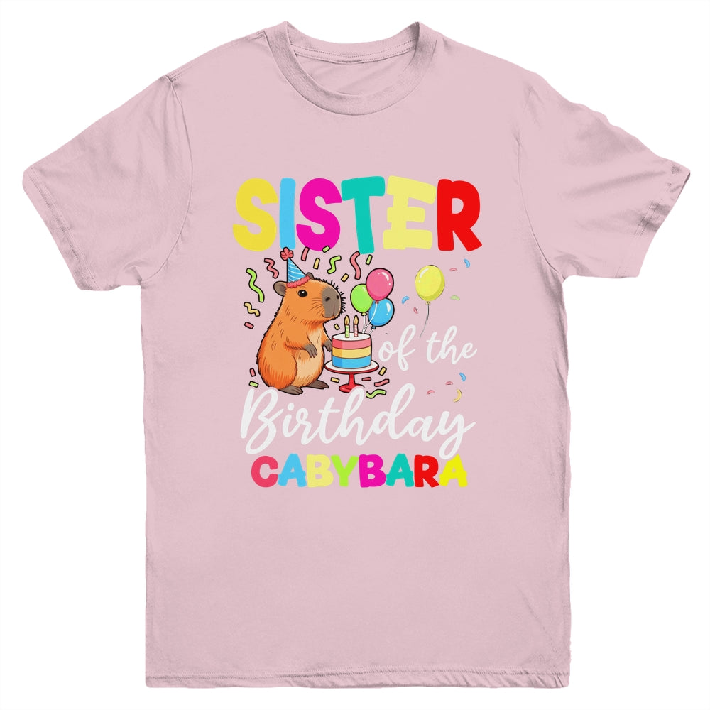 Sister Of The Birthday Capybara Girl Bday Party Family Youth Shirt | teecentury