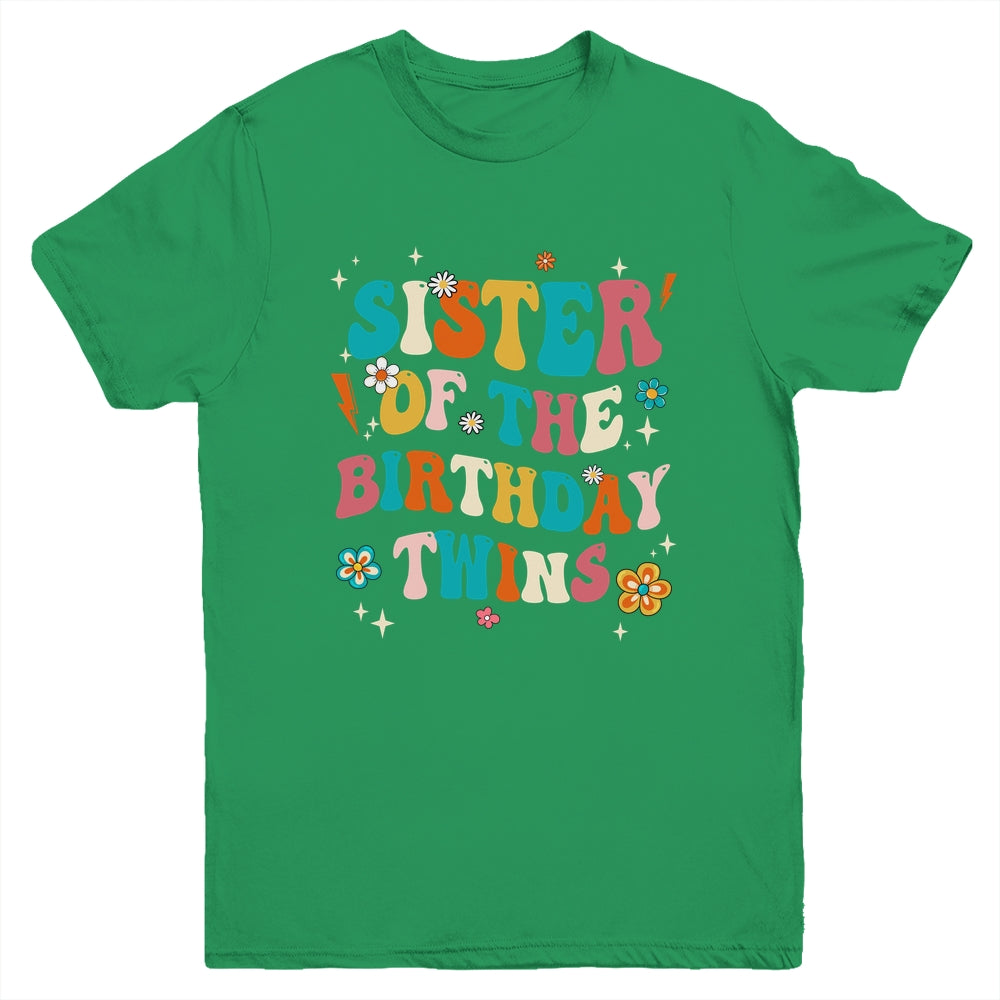 Sister Of The Birthday Twins Boys Girls Party Retro Bday Youth Shirt | teecentury