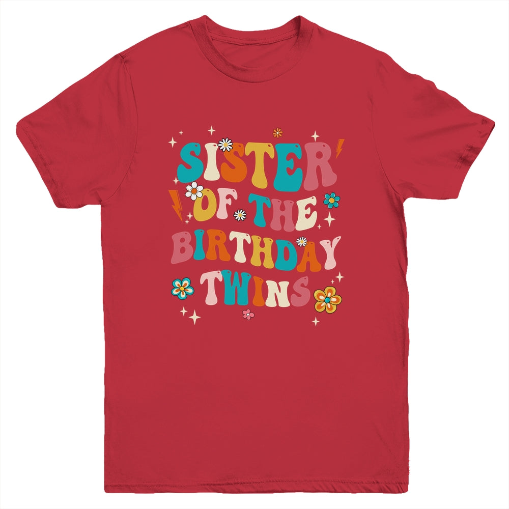 Sister Of The Birthday Twins Boys Girls Party Retro Bday Youth Shirt | teecentury