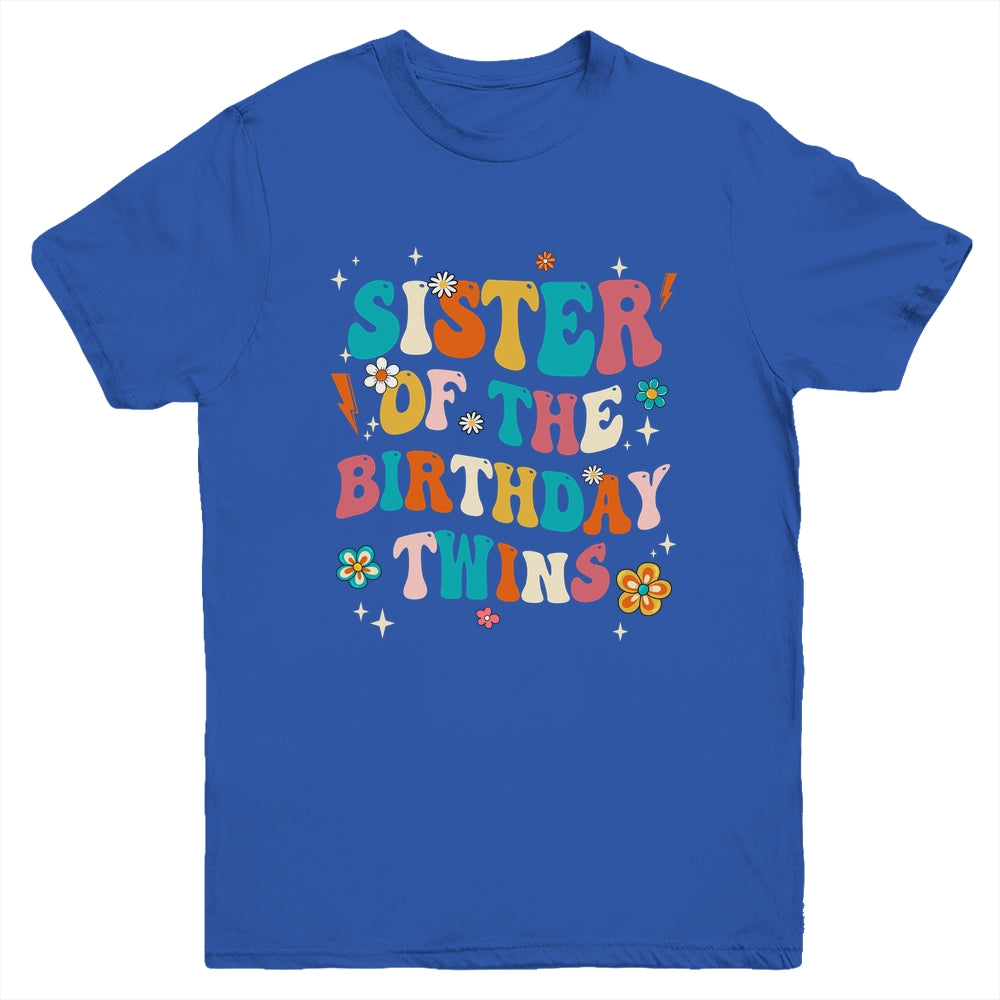 Sister Of The Birthday Twins Boys Girls Party Retro Bday Youth Shirt | teecentury