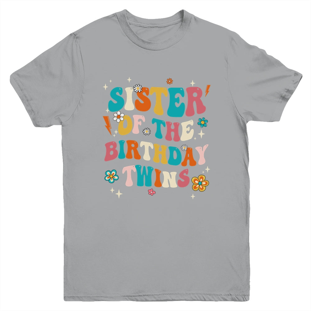 Sister Of The Birthday Twins Boys Girls Party Retro Bday Youth Shirt | teecentury