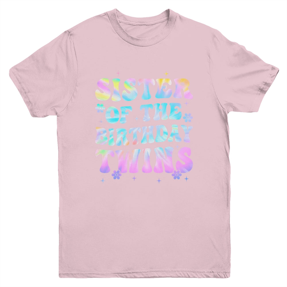 Sister Of The Birthday Twins Girls Kids Party Retro Bday Youth Shirt | teecentury