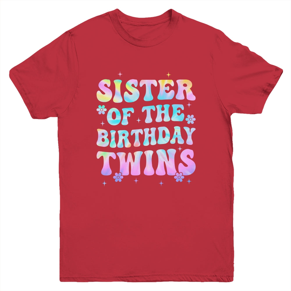Sister Of The Birthday Twins Girls Kids Party Retro Bday Youth Shirt | teecentury