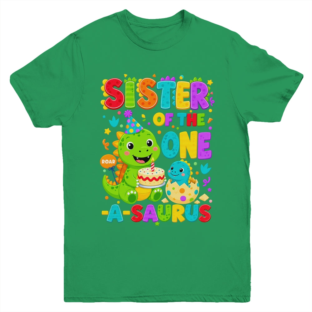 Sister Of The One-A-Saurus 1St Birthday Boy T-Rex Dinosaur Youth Shirt | teecentury