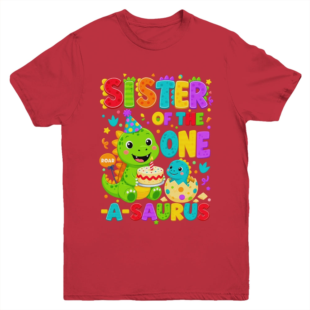 Sister Of The One-A-Saurus 1St Birthday Boy T-Rex Dinosaur Youth Shirt | teecentury