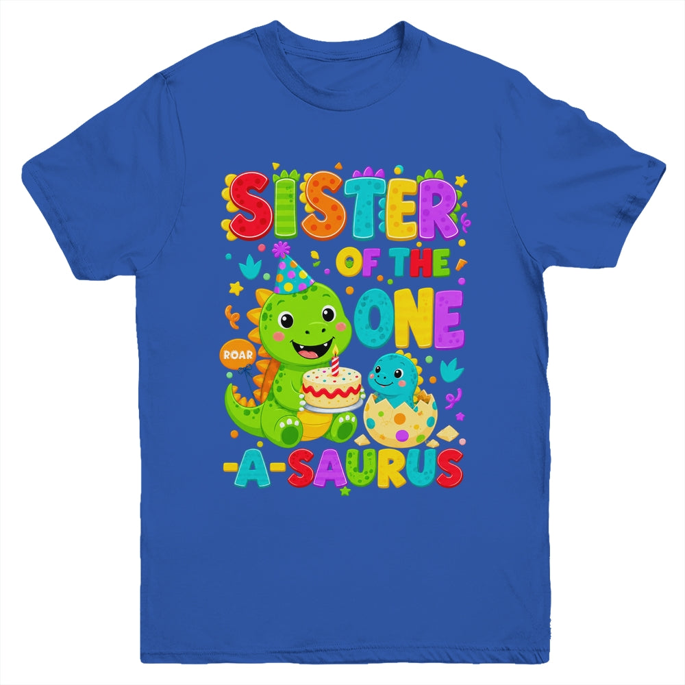 Sister Of The One-A-Saurus 1St Birthday Boy T-Rex Dinosaur Youth Shirt | teecentury