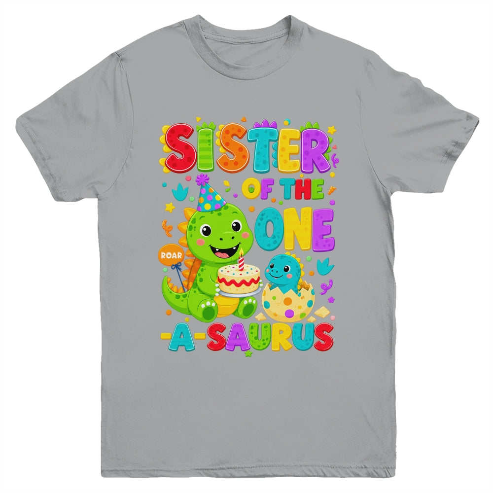 Sister Of The One-A-Saurus 1St Birthday Boy T-Rex Dinosaur Youth Shirt | teecentury