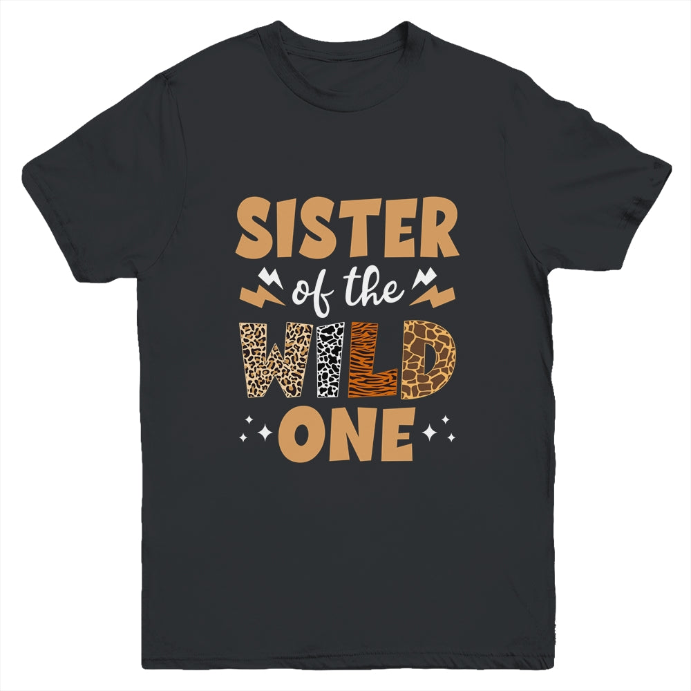 Sister Of Wild One Jungle 1st Birthday Party Leopard Youth Shirt | teecentury