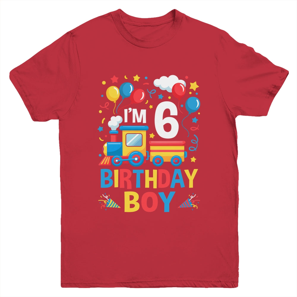 Six 6yr 6th Kids Boys Girls Train Birthday Boy 6 Years Old Youth Shirt | teecentury