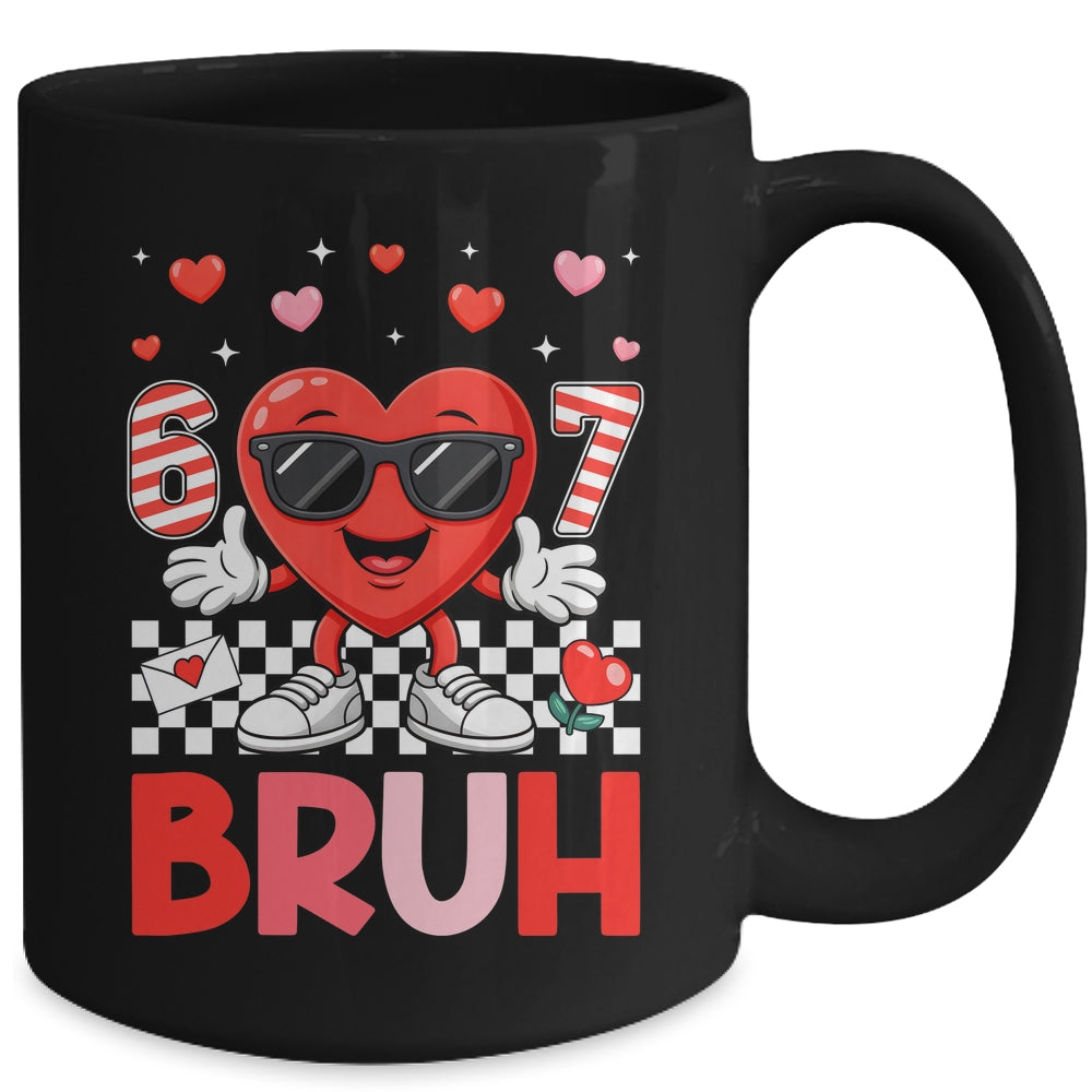 Six Seven 67 Bruh 6 7 Meme Funny Valentine Heart Boys Kids Mug | teecentury