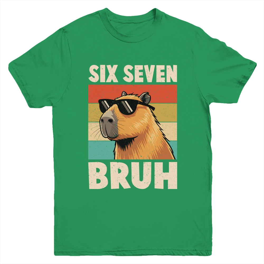 Six Seven Bruh Capybara Funny 67 6 7 Meme Kids Boys Youth Shirt | teecentury