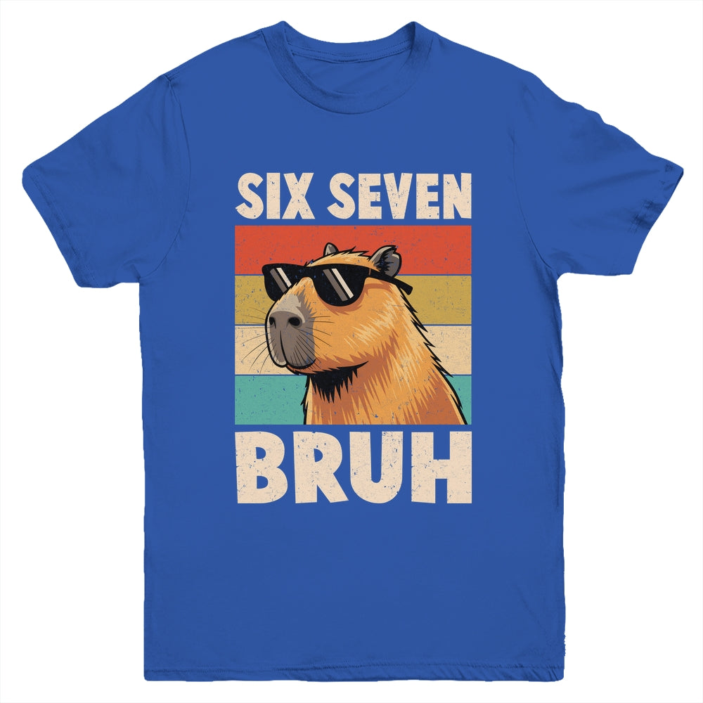 Six Seven Bruh Capybara Funny 67 6 7 Meme Kids Boys Youth Shirt | teecentury