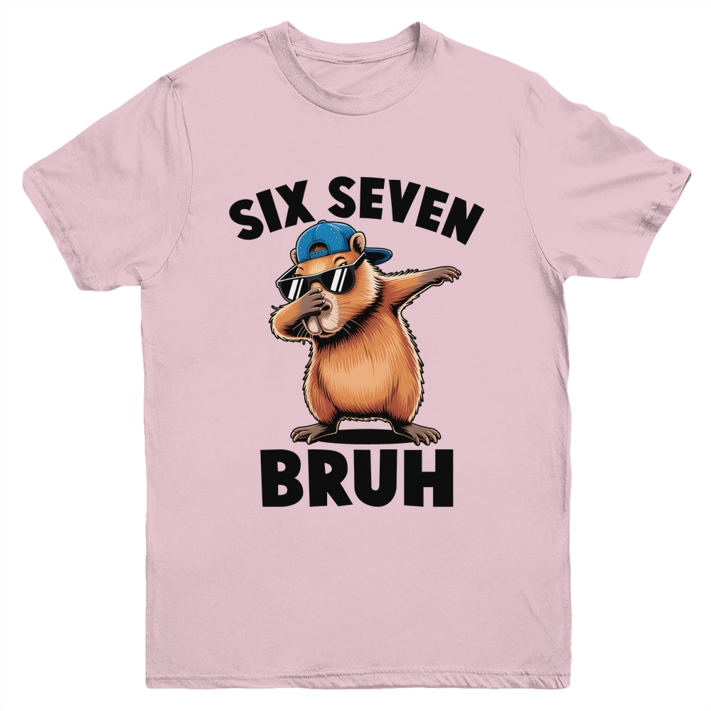 Six Seven Bruh Dabbing Capybara 67 Meme Boys Girls Kids Youth Shirt | teecentury