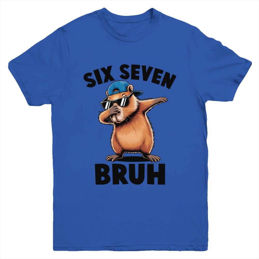 Six Seven Bruh Dabbing Capybara 67 Meme Boys Girls Kids Youth Shirt | teecentury