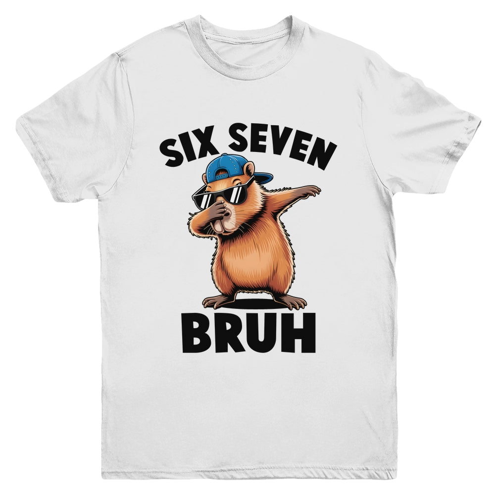 Six Seven Bruh Dabbing Capybara 67 Meme Boys Girls Kids Youth Shirt | teecentury