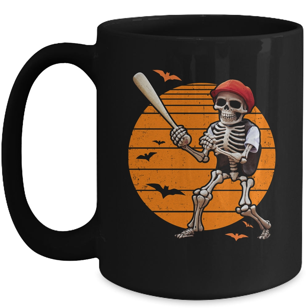 Skeleton Baseball Player Boys Kids Funny Halloween Mug | teecentury