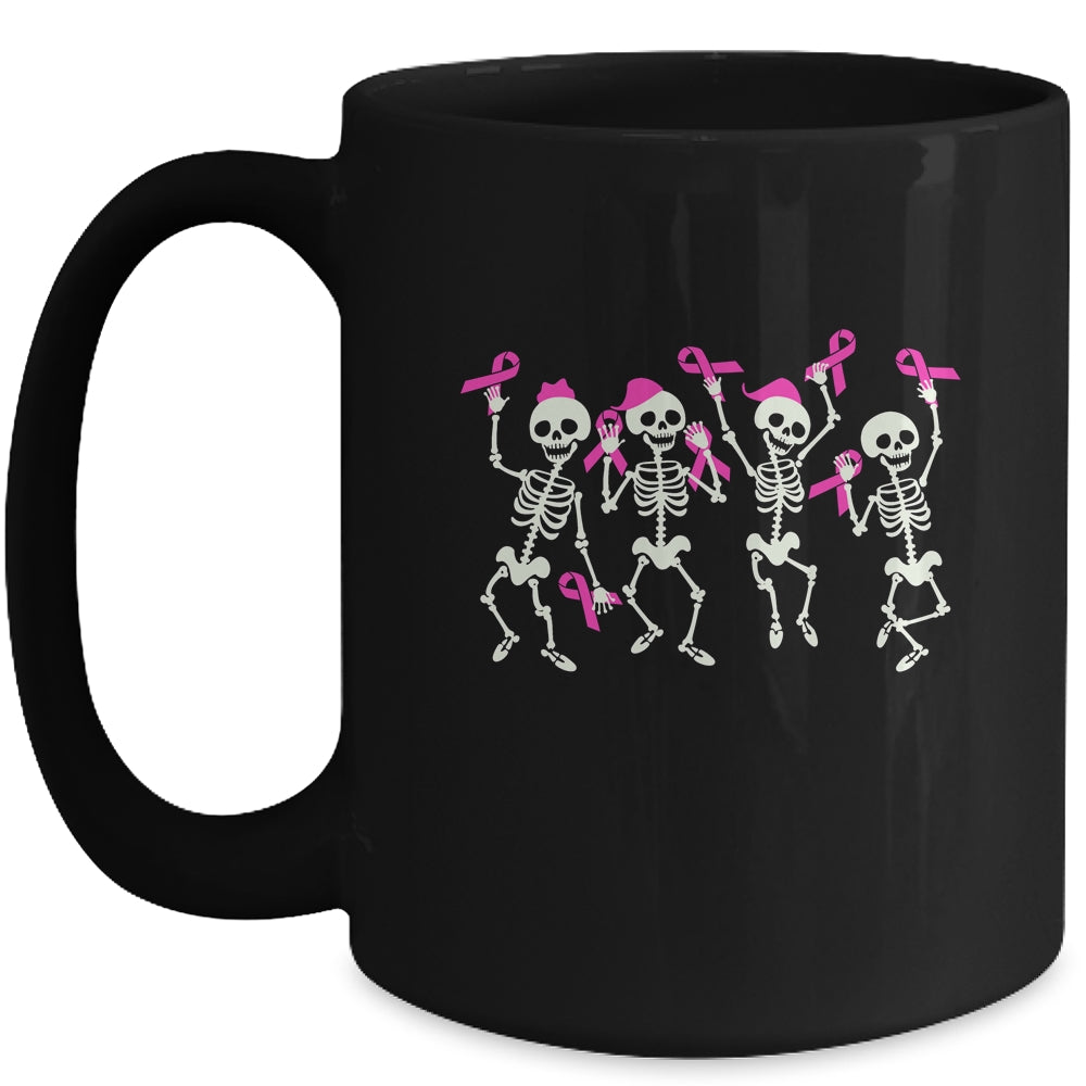 Skeleton Breast Cancer Awareness Pink Ribbon Women Men Kids Mug | teecentury