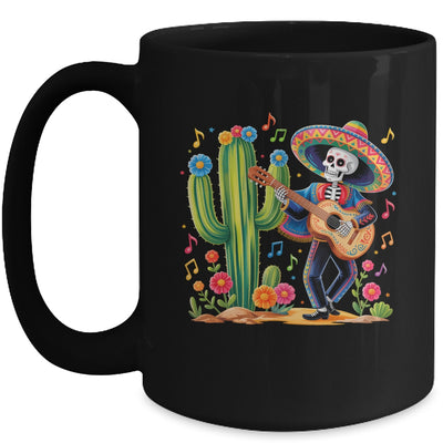 Skeleton Cinco De Mayo Fiesta Mexican Men Guitar Cactus Mug | teecentury