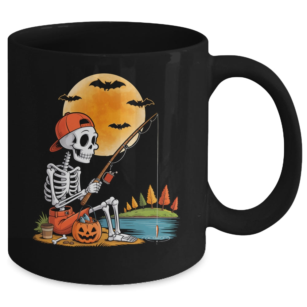 Skeleton Fishing Halloween Costume Funny Fishing Boys Kids Mug | teecentury