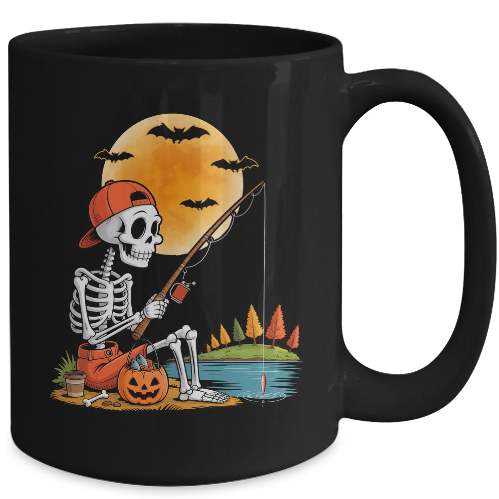 Skeleton Fishing Halloween Costume Funny Fishing Boys Kids Mug | teecentury