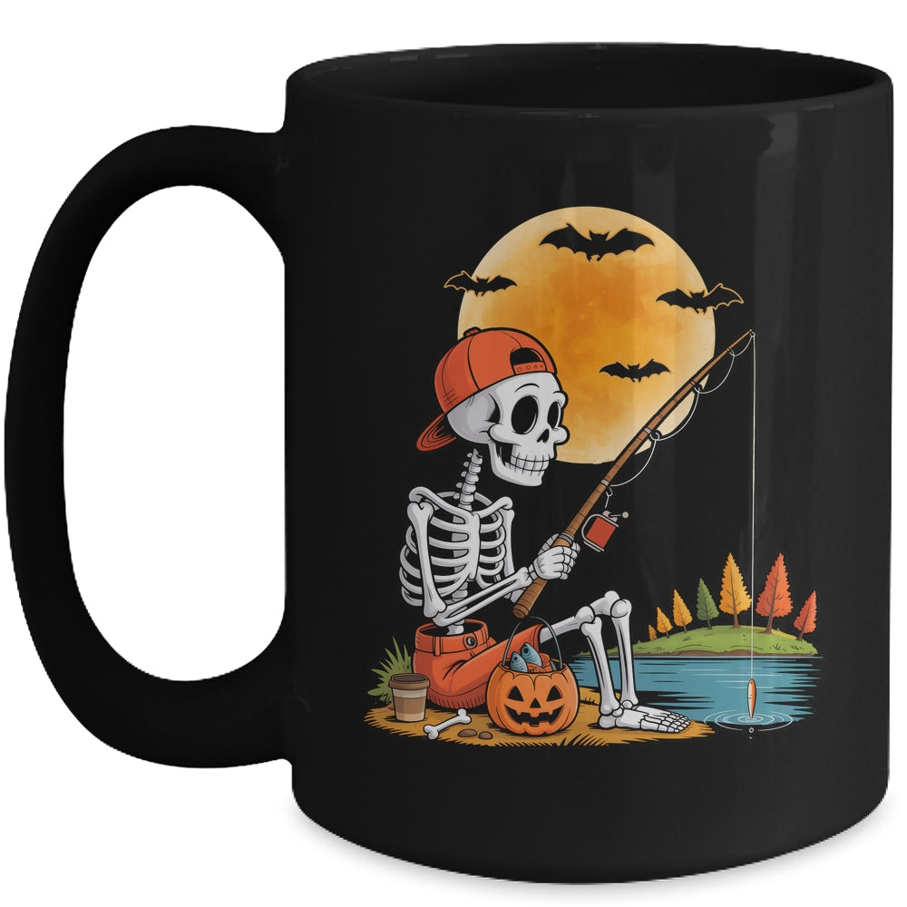 Skeleton Fishing Halloween Costume Funny Fishing Boys Kids Mug | teecentury