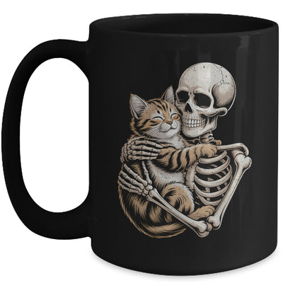 Skeleton Hugging Cat Lover Halloween Cat Mom Dad Mug | teecentury