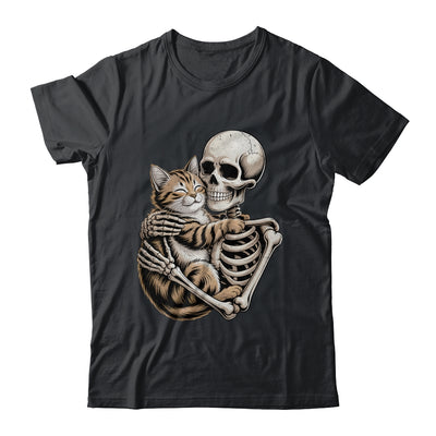 Skeleton Hugging Cat Lover Halloween Cat Mom Dad Shirt & Hoodie | teecentury