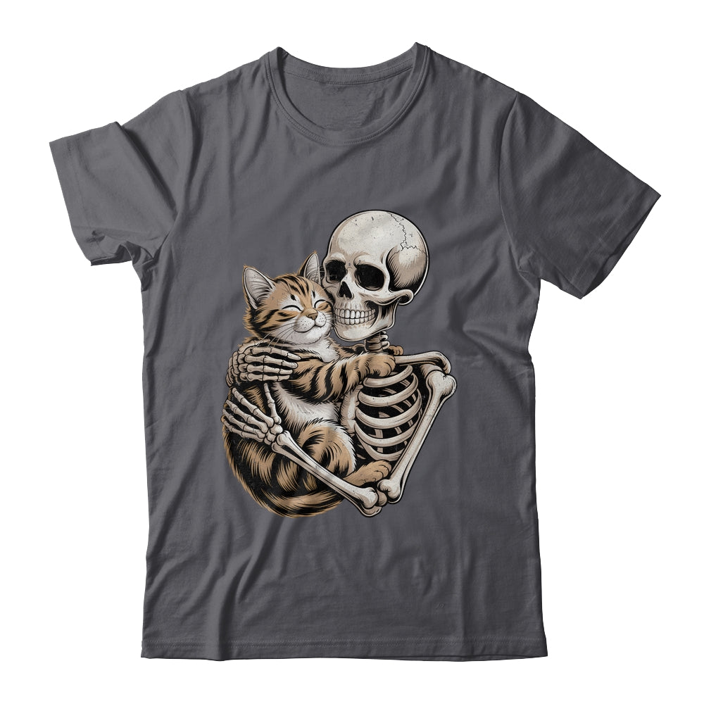 Skeleton Hugging Cat Lover Halloween Cat Mom Dad Shirt & Hoodie | teecentury