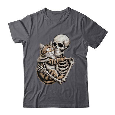 Skeleton Hugging Cat Lover Halloween Cat Mom Dad Shirt & Hoodie | teecentury