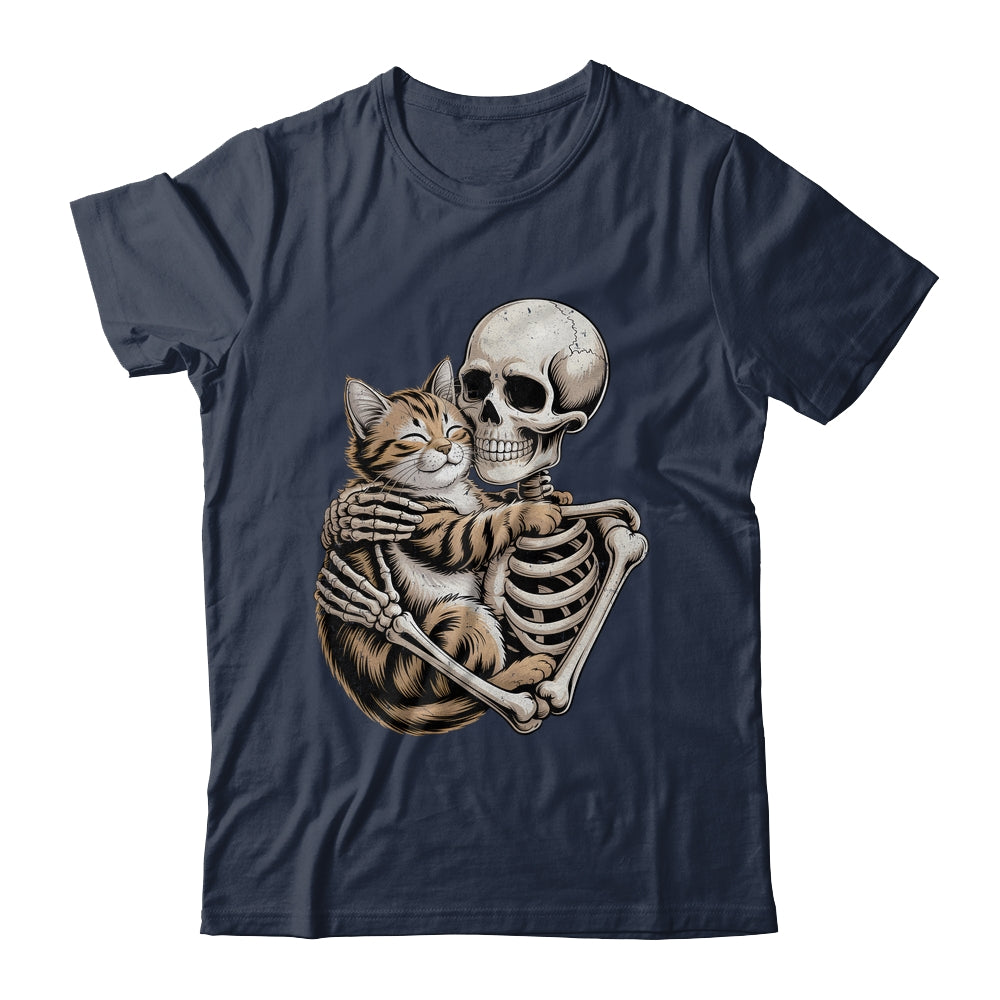Skeleton Hugging Cat Lover Halloween Cat Mom Dad Shirt & Hoodie | teecentury