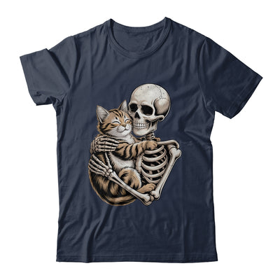 Skeleton Hugging Cat Lover Halloween Cat Mom Dad Shirt & Hoodie | teecentury